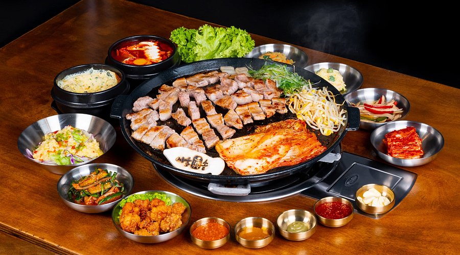 Korean BBQ table spread